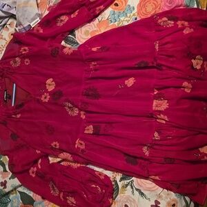 Express Vibrant Red Floral Dress